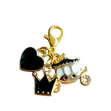 Baby Little Princess Charm Set with Lobster Clasps – Heart Bag Charms, Stitch Marker Accessories, Love Hearts Crown Planner Charms