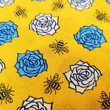 Bee Print Fabric – 100% Cotton Poplin, 44” Wide – Bee Themed Material for Sewing, Quilting, Crafts, Floral Nature Fabric