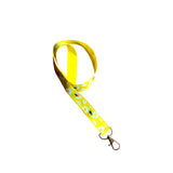 Flower and Bees Print Ribbon Lanyard – 1" Grosgrain Neck Strap with Lobster Clasp – Floral Badge Holder or Keychain – Individual or Bundle Pack