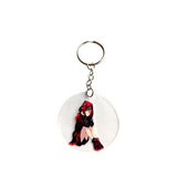Anime Style Gothic Girl Keyring – Cute Dark Kawaii Acrylic Keychain – Alternative Aesthetic Bag Charm for Anime & Manga Fans