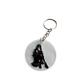 Anime Style Gothic Girl Keyring – Cute Dark Kawaii Acrylic Keychain – Alternative Aesthetic Bag Charm for Anime & Manga Fans