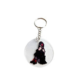 Anime Style Gothic Girl Keyring – Cute Dark Kawaii Acrylic Keychain – Alternative Aesthetic Bag Charm for Anime & Manga Fans