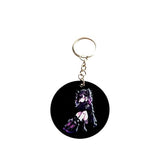 Anime Style Gothic Girl Keyring – Cute Dark Kawaii Acrylic Keychain – Alternative Aesthetic Bag Charm for Anime & Manga Fans
